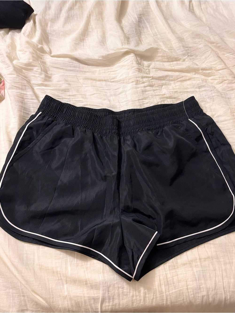 Athletic Works Black Running Shorts with White Piping